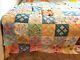 Vintage Handmade Cathedral Window Multi Color Quilt 8 Squares 86x118