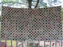 Vintage Handmade Cathedral Window Quilt 76 X 84 Queen All Dainty Floral Print