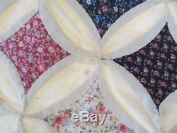 Vintage Handmade Cathedral Window Quilt 76 X 84 Queen All Dainty Floral Print