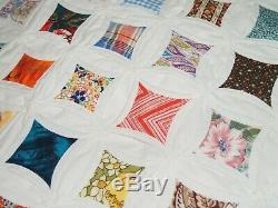 Vintage Handmade Cathedral Window Quilt Blanket 86 by 77
