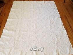 Vintage Handmade Cathedral Window Quilt Hand Sewn 59 x 79