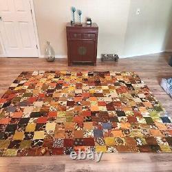 Vintage Handmade Chenille And Velvet Patchwork Quilt/ Hippie/ Boho/ 95x 80