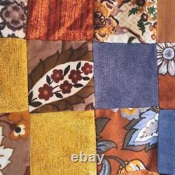 Vintage Handmade Chenille And Velvet Patchwork Quilt/ Hippie/ Boho/ 95x 80