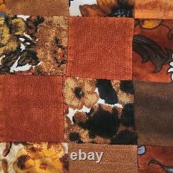 Vintage Handmade Chenille And Velvet Patchwork Quilt/ Hippie/ Boho/ 95x 80