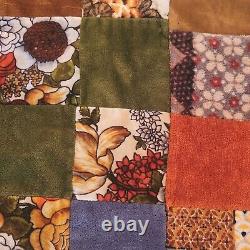 Vintage Handmade Chenille And Velvet Patchwork Quilt/ Hippie/ Boho/ 95x 80