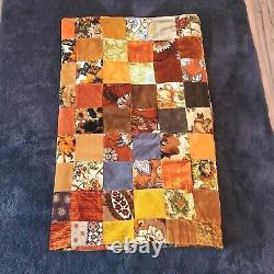 Vintage Handmade Chenille And Velvet Patchwork Quilt/ Hippie/ Boho/ 95x 80