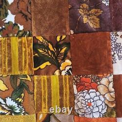 Vintage Handmade Chenille And Velvet Patchwork Quilt/ Hippie/ Boho/ 95x 80