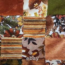 Vintage Handmade Chenille And Velvet Patchwork Quilt/ Hippie/ Boho/ 95x 80