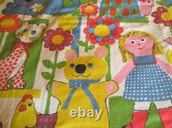 Vintage Handmade Children's Quilt/ Bed Cover 61 by 66 FLOWER POWER UNUSED