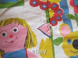 Vintage Handmade Children's Quilt/ Bed Cover 61 by 66 FLOWER POWER UNUSED