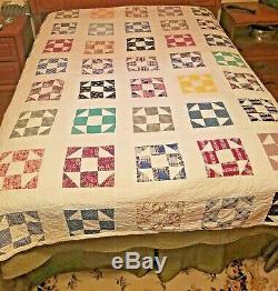 Vintage Handmade Colorful Quilt 70 X 78