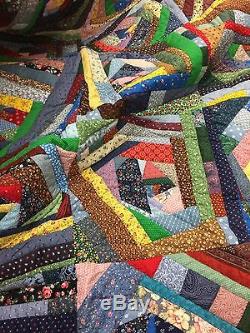 Vintage Handmade Crazy Patch Quilt In Unused/New Cond. Double 84 X 95.5