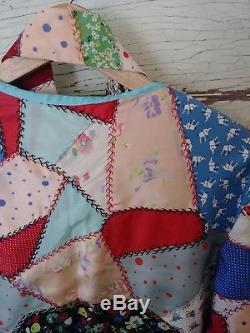 Vintage Handmade Crazy Quilt Patchwork Bathrobe Embroidery Small Boho