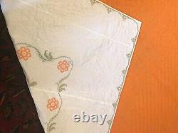 Vintage Handmade Cross-Stitch Quilt Lovely, Unusual Colors, Excellent, 80x94.5