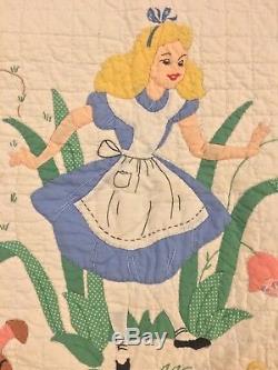 Vintage Handmade Disney 1950s Alice in Wonderland Progress Kit Quilt No. 1387