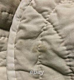 Vintage Handmade Double Wedding Ring QUILT 88 X 92 HAND Quilted Scalloped