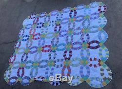 Vintage Handmade Double Wedding Ring Quilt 71x83 Patchwork Photography