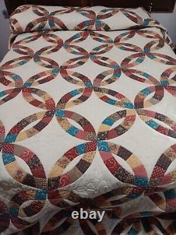 Vintage Handmade Double Wedding Ring Quilt 86 X 124