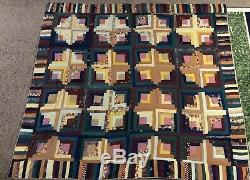 Vintage Handmade Fall Colorful Geometric Patchwork Scrap Quilt