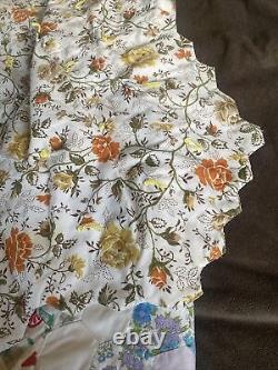 Vintage Handmade Feed Sack Grandmothers Flower Garden Quilt 84 x 68 LOOK