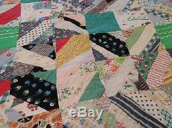 Vintage Handmade Feed Sack Quilt Estate Vibrant Colors EUC
