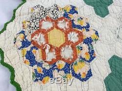 Vintage Handmade Grandmother's Flower Garden Patchwork Quilt 76 x 74