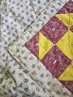 Vintage Handmade, Hand Knotted Quilt