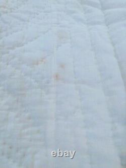 Vintage Handmade Hand Quilted Double Wedding Ring Quilt 74/87