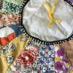 Vintage Handmade Hand Quilted Dresden Plate Quilt Hand Stitch 100 X 84 Fast Ship