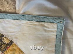 Vintage Handmade Hand Quilted Feed Sack Wedding Ring Quilt Small Quilt Lap top