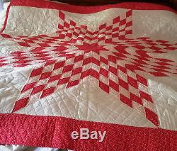 Vintage Handmade Hand Quilted Star Quilt 82x84