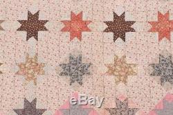 Vintage Handmade Hand Sewn Sawtooth Eight Point Star Quilt 66 x 78