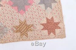 Vintage Handmade Hand Sewn Sawtooth Eight Point Star Quilt 66 x 78