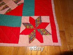 Vintage Handmade Hand Stitched Red New York Beauty Quilt Music Dance 86 x 82
