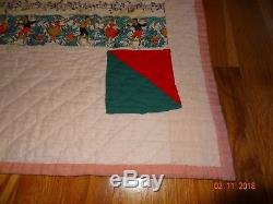 Vintage Handmade Hand Stitched Red New York Beauty Quilt Music Dance 86 x 82