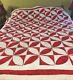 Vintage Handmade Hand Quilted Red & White Quilt