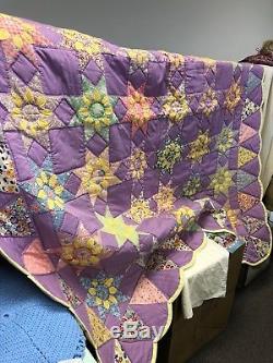 Vintage Handmade, Handquilted, Full Size Quilt 84 X 76