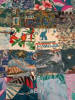 Vintage Handmade Hawaiian Patchwork Quilt Hand-Tied KING 100 x 102 ALOHA