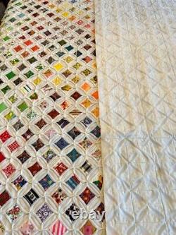 Vintage Handmade Heirloom Quilt Queen Size Museum Quality Please read