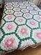 Vintage Handmade Hexagonal Pieced Patchwork Quilt A524