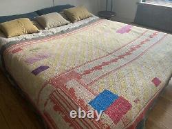 Vintage Handmade Kantha Quilt Hand Stitched Bed Throw Top Jumper Trouser Toast