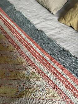 Vintage Handmade Kantha Quilt Hand Stitched Bed Throw Top Jumper Trouser Toast
