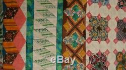 Vintage Handmade Large Patchwork Quilt / Throw 58 X 92
