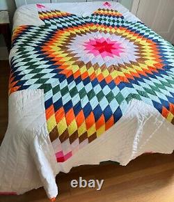 Vintage Handmade Lone Star Patchwork Quilt 89 x 98 A265