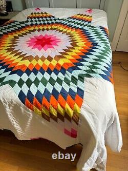 Vintage Handmade Lone Star Patchwork Quilt 89 x 98 A265