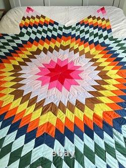 Vintage Handmade Lone Star Patchwork Quilt 89 x 98 A265