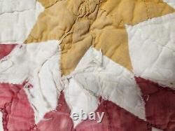 Vintage Handmade Lone Star Quilt Multicolored 94L x 72W Flawed Read