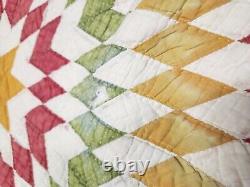 Vintage Handmade Lone Star Quilt Multicolored 94L x 72W Flawed Read