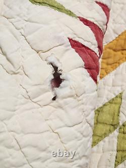 Vintage Handmade Lone Star Quilt Multicolored 94L x 72W Flawed Read