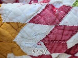 Vintage Handmade Lone Star Quilt Multicolored 94L x 72W Flawed Read